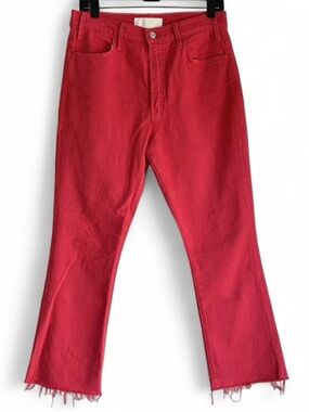 MOTHER The Hustler Ankle Fray Red Jeans Size 30